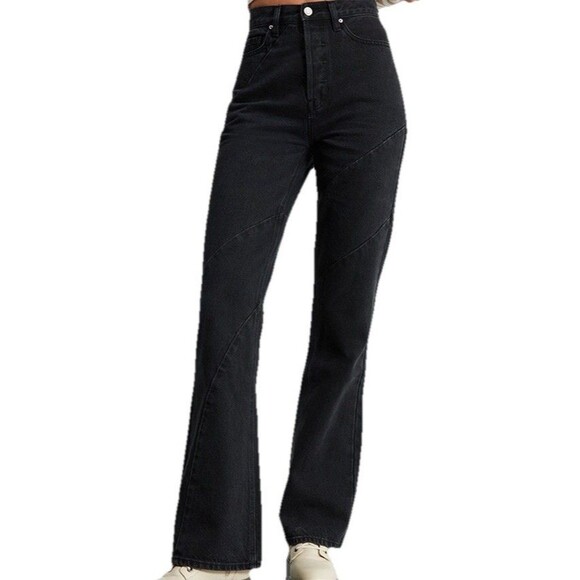 NWT Pacsun Eco Black Wave Panels High Waisted Bootcut Jeans Size 26 - Picture 4 of 15